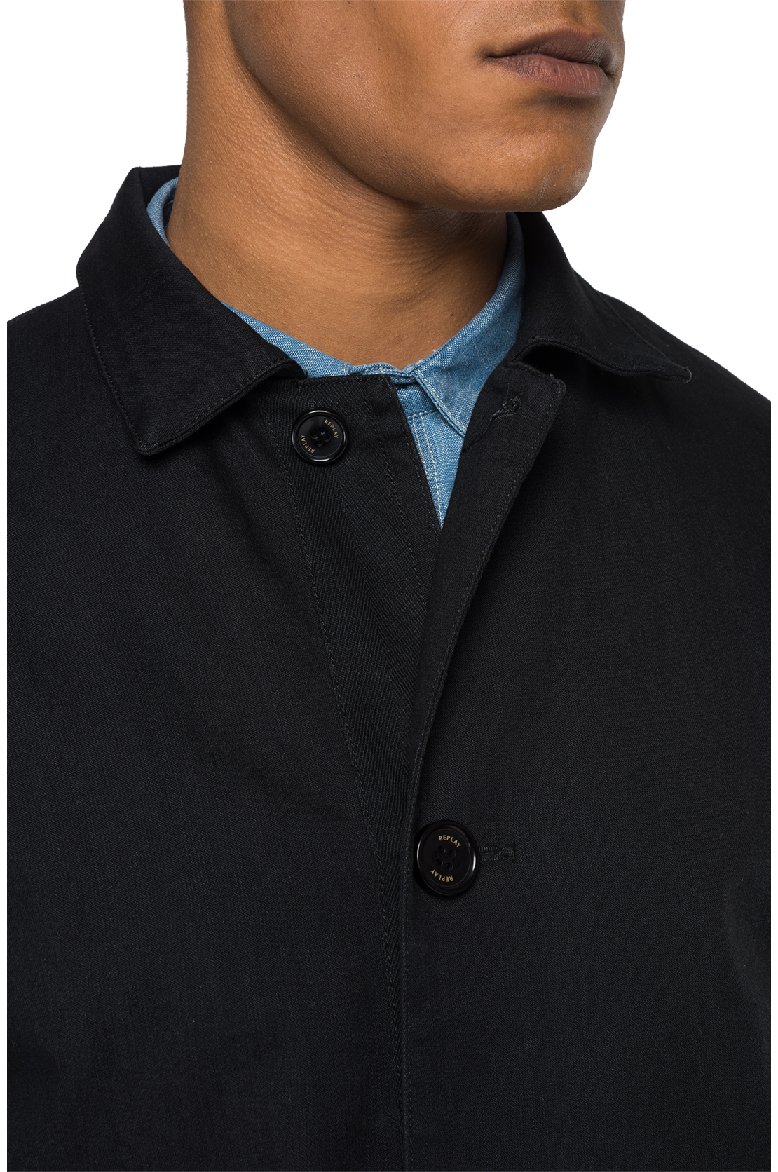 ALL BLACKS × REPLAY ブラックデニムトレンチコート 詳細画像 ブラック 5